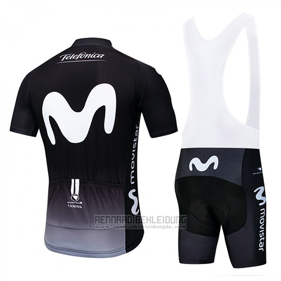 2019 Fahrradbekleidung Movistar Shwarz Wei Trikot Kurzarm und Tragerhose - zum Schließen ins Bild klicken